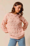 🌸 SO ME Pom Pom Knit Sweater Top - Textured Knit for Cozy Style 🌸 thumbnail