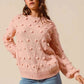 SO ME Pom Pom Knit Sweater Top - Textured Knit for Cozy Style - MegaSuperStar