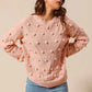 SO ME Pom Pom Knit Sweater Top - Textured Knit for Cozy Style - MegaSuperStar