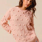 SO ME Pom Pom Knit Sweater Top - Textured Knit for Cozy Style - MegaSuperStar