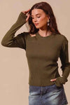 💖 SO ME Rib Knit Top Shoulder Cut Out for Chic Style 💖 thumbnail