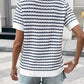 Striped Button Detail Short Sleeve Knit Top - MegaSuperStar