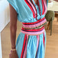 Striped Cap Sleeve Top and Skirt Set - MegaSuperStar