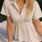 Striped Peplum Button Up Shirt - MegaSuperStar