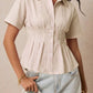 Striped Peplum Button Up Shirt - MegaSuperStar
