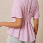 Striped Peplum Button Up Shirt - MegaSuperStar