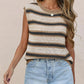 Striped Round Neck Knit Top - MegaSuperStar