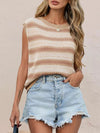 🌸 Striped Knit Top with Round Neck - Stylish and Comfortable Fashion Essential 🌸 thumbnail
