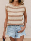 🌸 Striped Knit Top with Round Neck - Stylish and Comfortable Fashion Essential 🌸 thumbnail