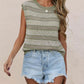 Striped Round Neck Knit Top - MegaSuperStar