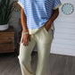Striped Short Sleeve Casual Top - MegaSuperStar