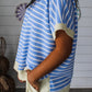 Striped Short Sleeve Casual Top - MegaSuperStar