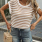 Striped Short Sleeve Crochet Knit Top - MegaSuperStar