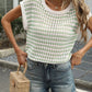 Striped Short Sleeve Crochet Knit Top - MegaSuperStar