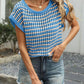 Striped Short Sleeve Crochet Knit Top - MegaSuperStar