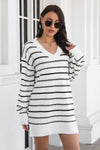 Striped V-Neck Sweater Dress thumbnail