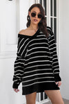 Striped V-Neck Sweater Dress thumbnail