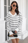 Striped V-Neck Sweater Dress thumbnail