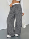 🌸 Striped Wide Leg Drawstring Pants - Casual Chic 🌸 thumbnail