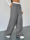🌸 Striped Wide Leg Drawstring Pants - Casual Chic 🌸 thumbnail