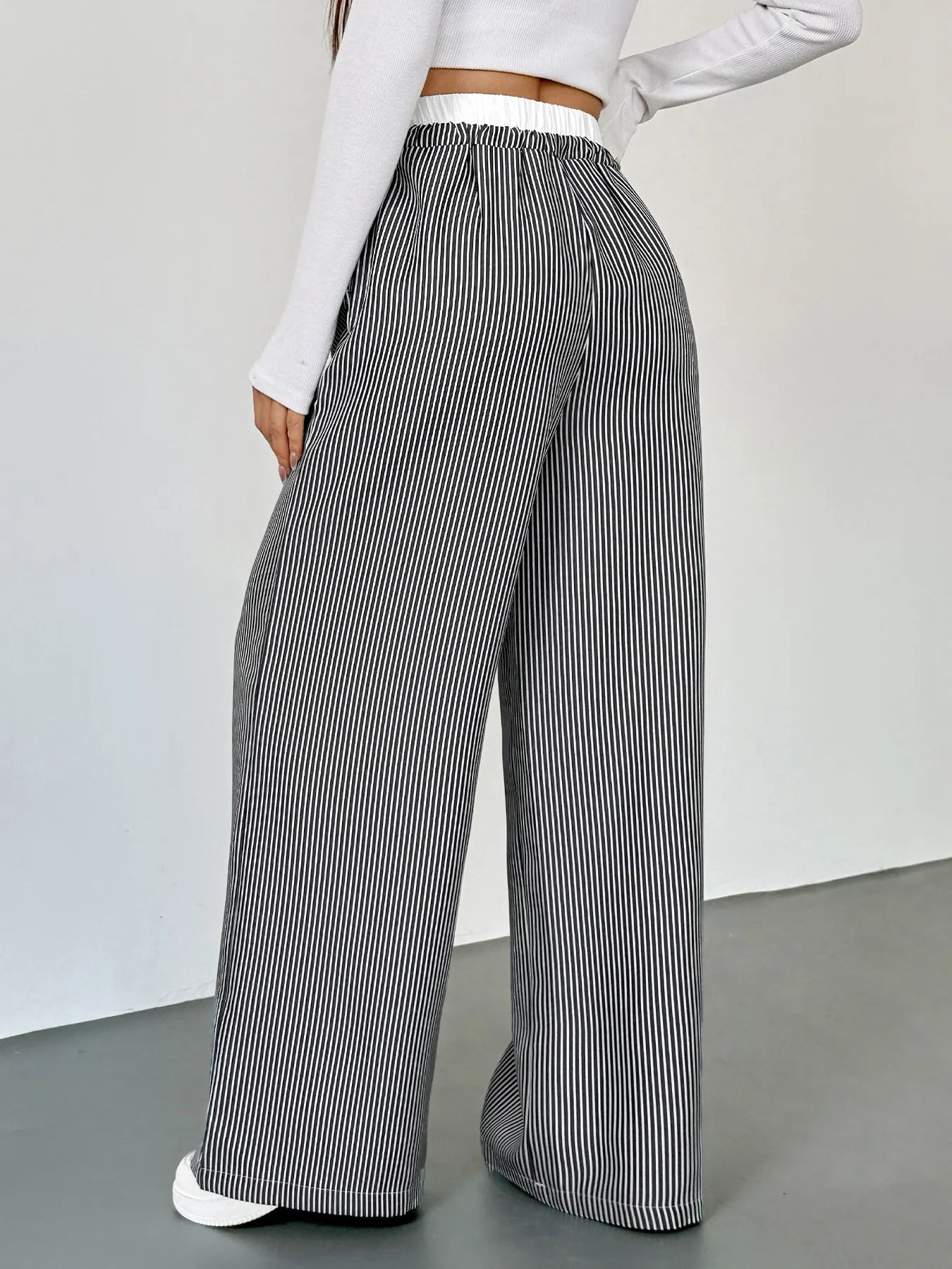 🌸 Striped Wide Leg Drawstring Pants - Casual Chic 🌸 - MegaSuperStar