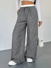 🌸 Striped Wide Leg Drawstring Pants - Casual Chic 🌸 thumbnail
