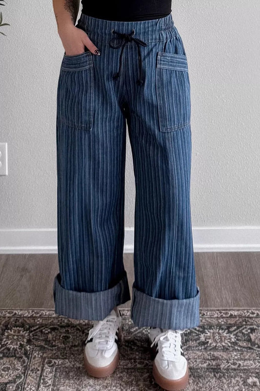Striped Wide - Leg Jeans - MegaSuperStar