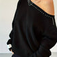 Studded Single Shoulder Knit Top - MegaSuperStar