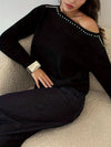 ✨ Studded Single Shoulder Knit Top for Trendy Fashion Statements ✨ thumbnail