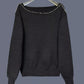 Studded Single Shoulder Knit Top - MegaSuperStar