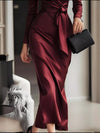 💖 Surplice Satin Long Sleeve Dress 💖 thumbnail