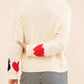 Swan Heart Pattern Round Neck Sweater - MegaSuperStar