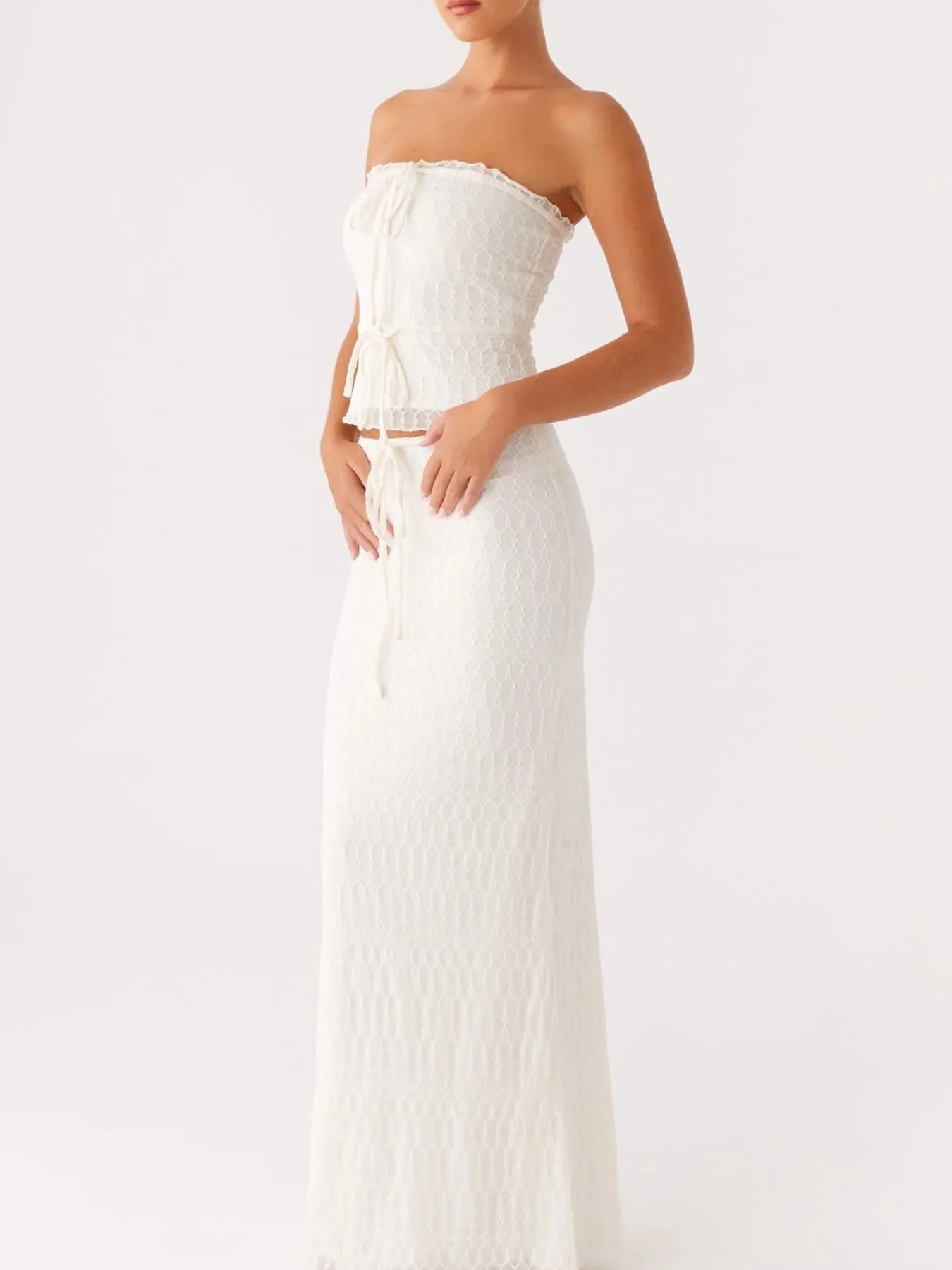 ✨ Tie Front Tube Top and Maxi Skirt Set 🌸 - MegaSuperStar
