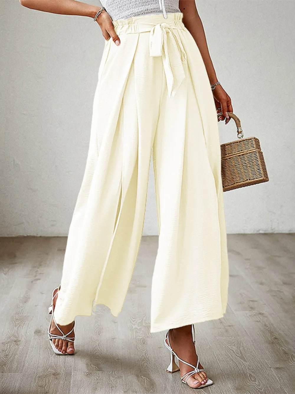 💕 Tied Slit Wide Leg Pants 💕 - MegaSuperStar