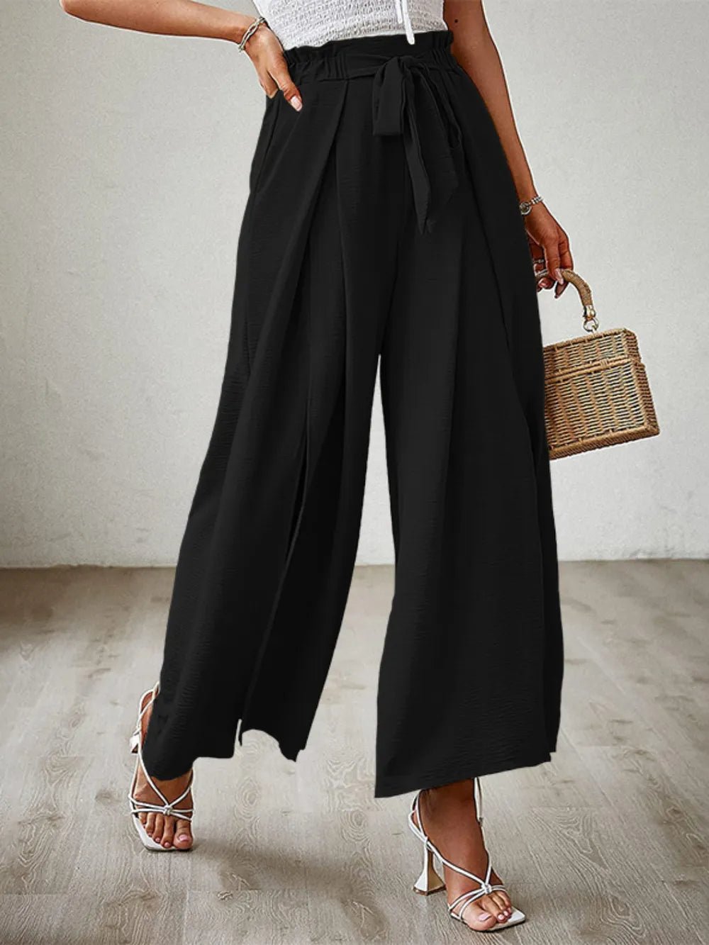 💕 Tied Slit Wide Leg Pants - Modern Edge 💕 - MegaSuperStar
