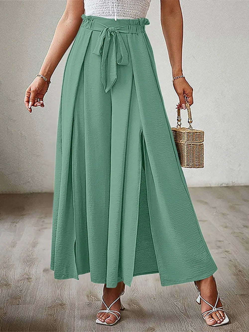 💕 Tied Slit Wide Leg Pants - Modern Edge 💕 - MegaSuperStar