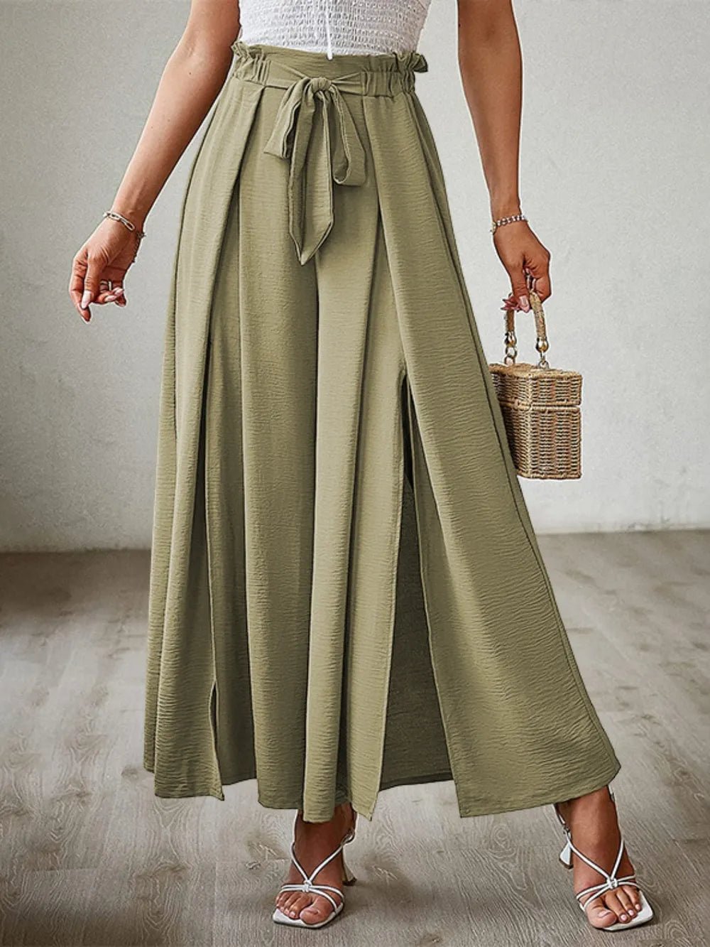 💕 Tied Slit Wide Leg Pants - Modern Edge 💕 - MegaSuperStar