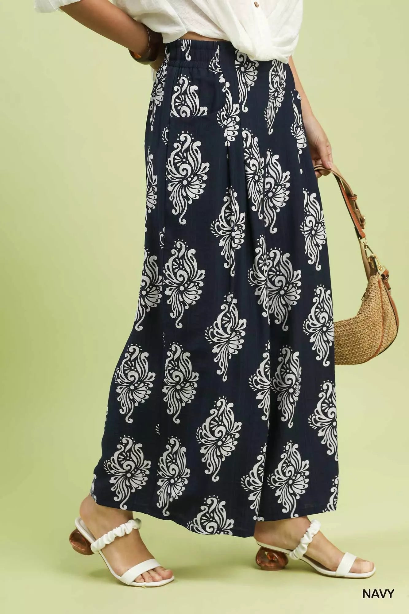 Umgee Abstract Print Wide Leg Pants - MegaSuperStar