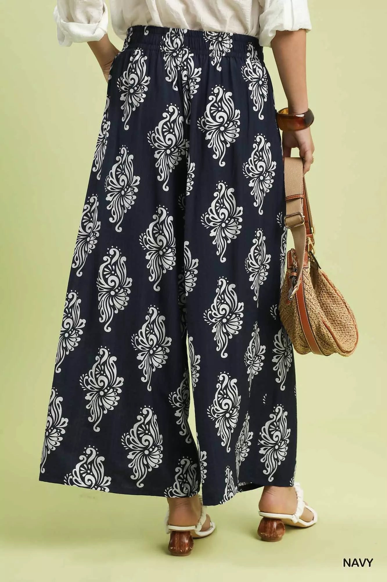 Umgee Abstract Print Wide Leg Pants - MegaSuperStar