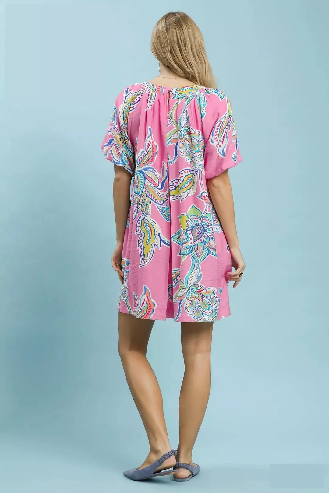 Umgee Boho Floral Mini Dress with Pockets - Perfect for Every Occasion - MegaSuperStar