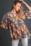 🌸 Umgee Boho Tunic Blouse - Mix Paisley Style for Effortless Chic 🌸 thumbnail