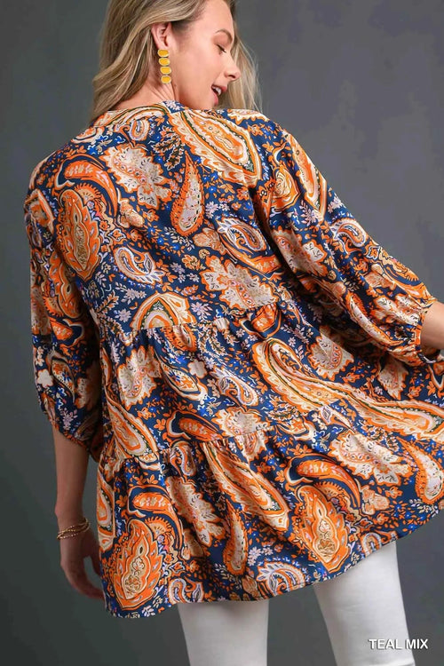 Customer styling 🌸 Umgee Boho Tunic Blouse - Mix Paisley Style for Effortless Chic 🌸