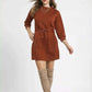 Umgee Cable Knit Mini Dress with Pockets and Drawstring - MegaSuperStar