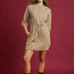 Umgee Cable Knit Mini Dress with Pockets and Drawstring Detail - MegaSuperStar