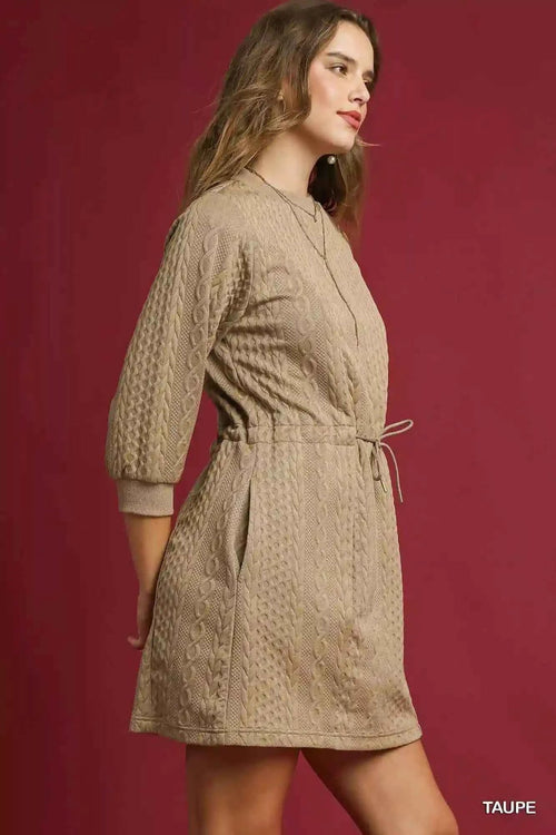 Customer styling 💕 Umgee Cable Knit Mini Dress with Pockets and Drawstring Detail 💕