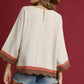 Umgee Color Block Top with Scalloped Hem Design - MegaSuperStar