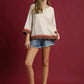 Umgee Color Block Top with Scalloped Hem Design - MegaSuperStar