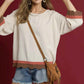 Umgee Color Block Top with Scalloped Hem Design - MegaSuperStar