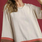 Umgee Color Block Top with Scalloped Hem Design - MegaSuperStar