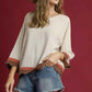 Umgee Color Block Top with Scalloped Hem Design - MegaSuperStar